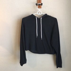 Gray Crop top hooded sweatshirt